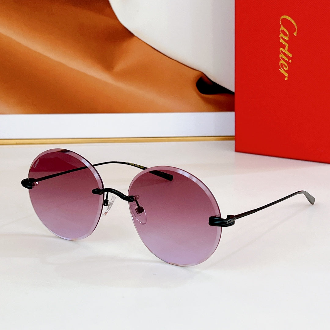 Première Rimless Round Frame Sunglasses Ct0475 In Metal