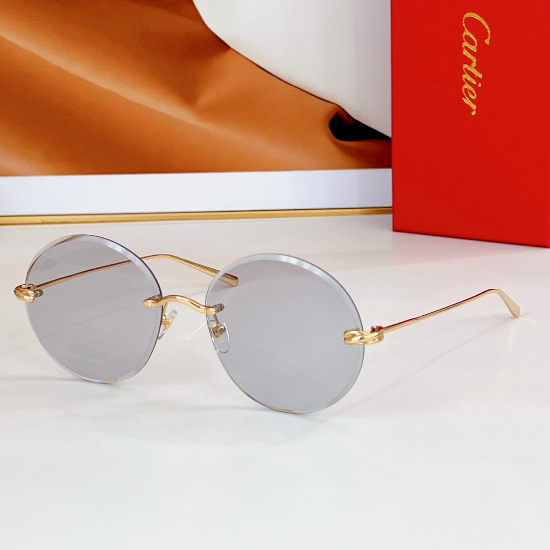 Première Rimless Round Frame Sunglasses Ct0475 In Metal