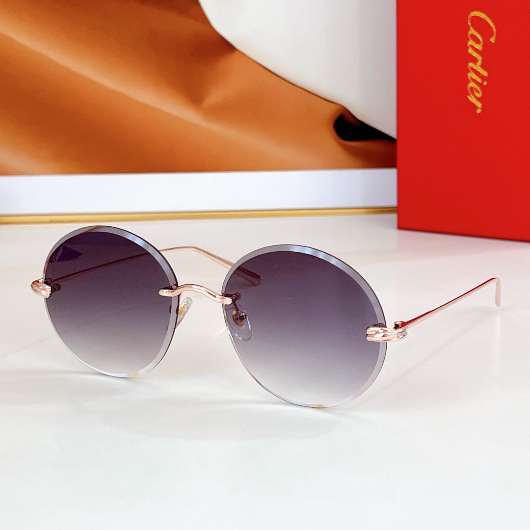 Première Rimless Round Frame Sunglasses Ct0475 In Metal
