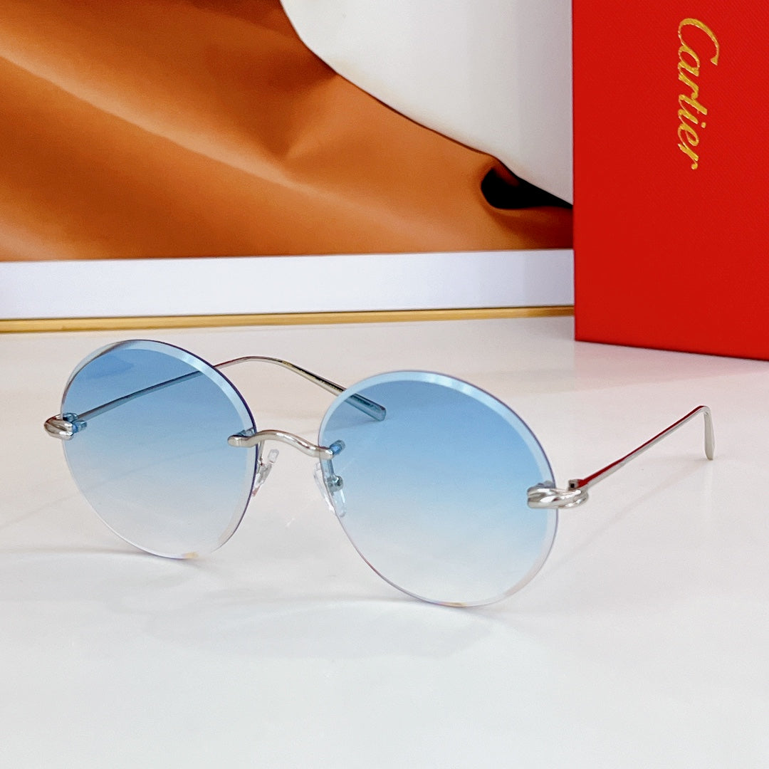 Première Rimless Round Frame Sunglasses Ct0475 In Metal