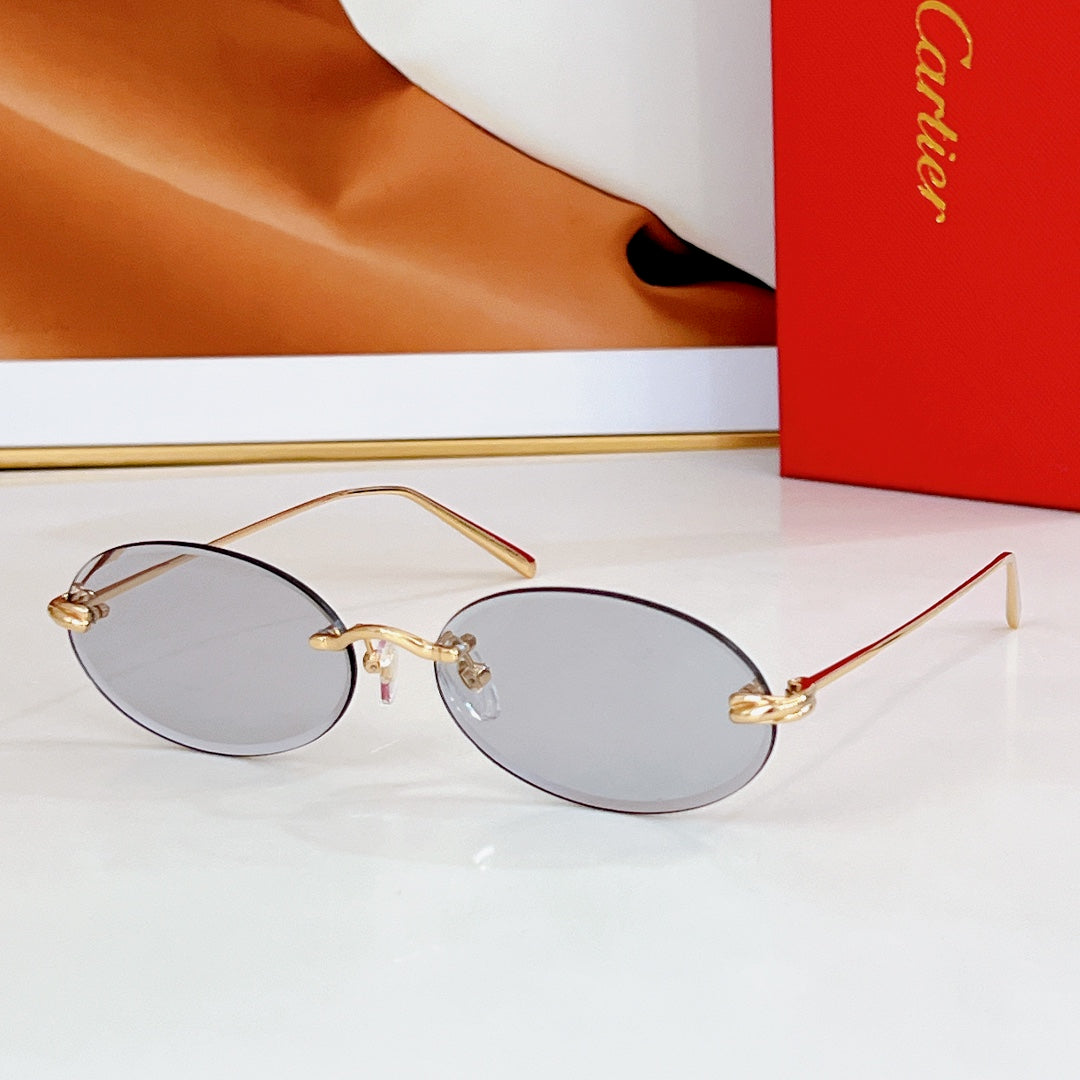 Première Rimless Oval Frame Sunglasses Ct0565S In Metal