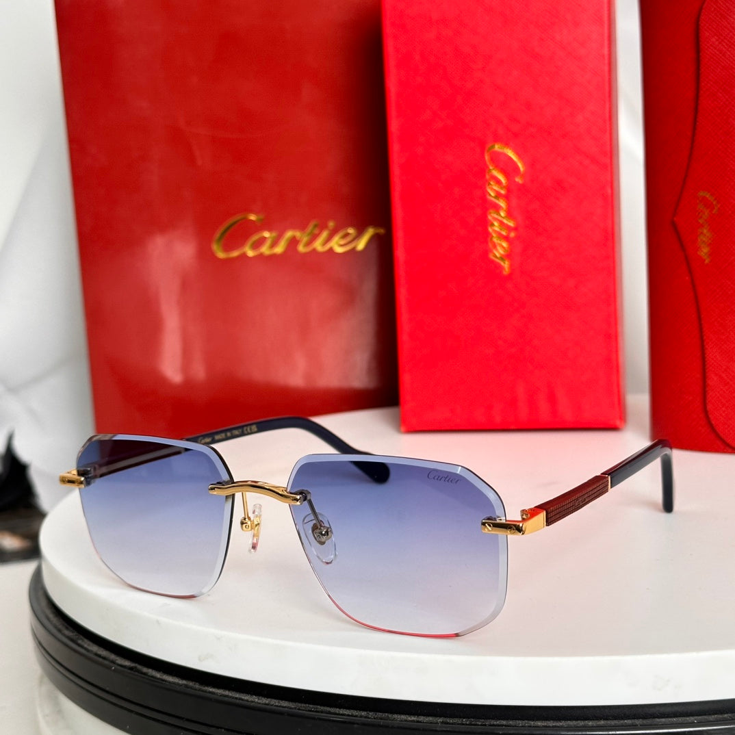 Santos Navigator Frame Sunglasses 524479 In Metal And Wooden