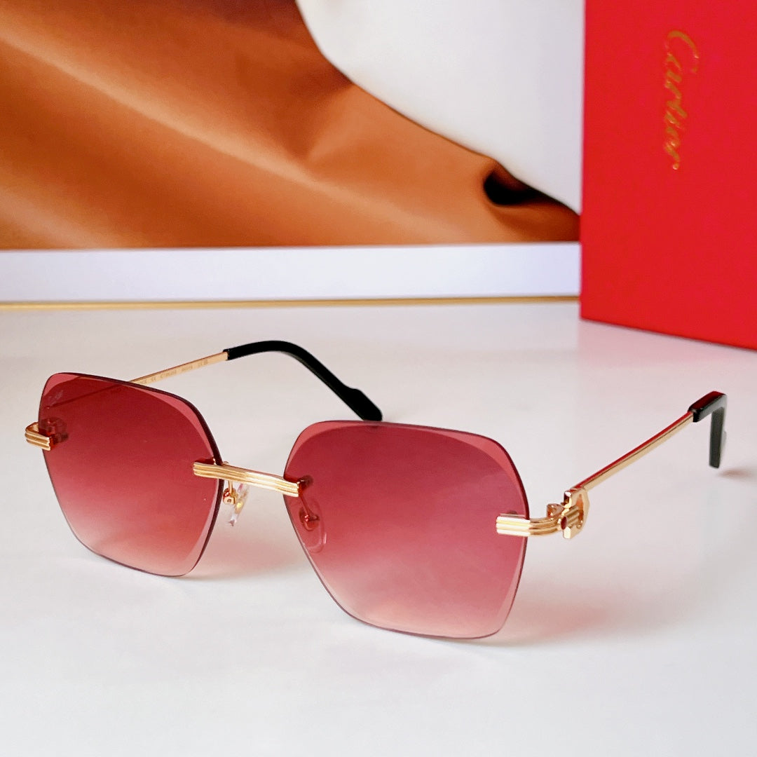 C De Rimless Square Frame Sunglasses Ct0625S In Metal