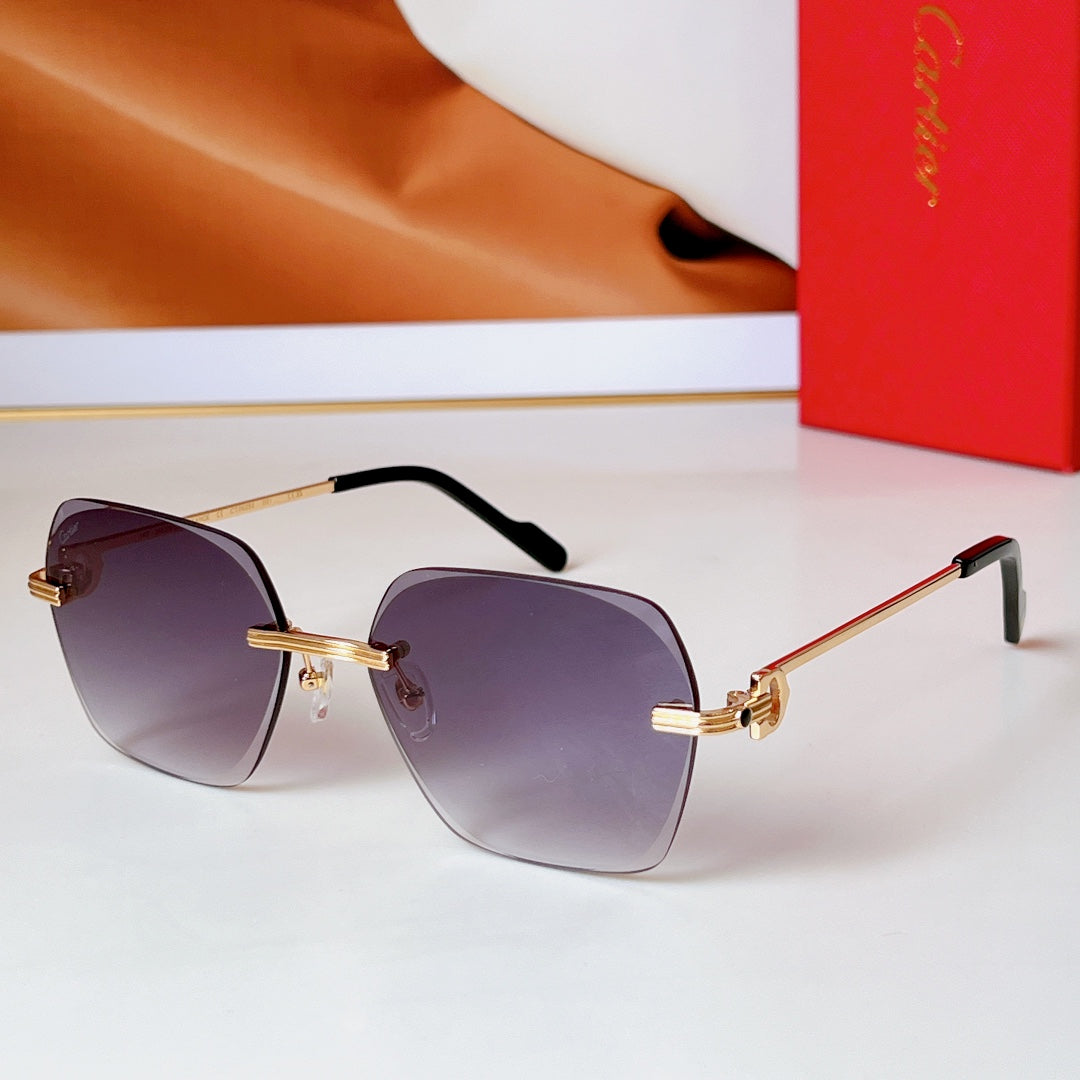 C De Rimless Square Frame Sunglasses Ct0625S In Metal