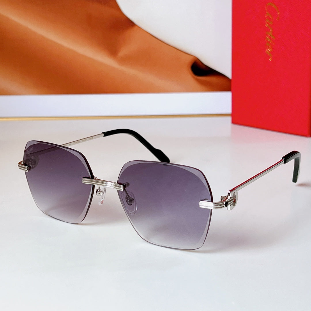 C De Rimless Square Frame Sunglasses Ct0625S In Metal