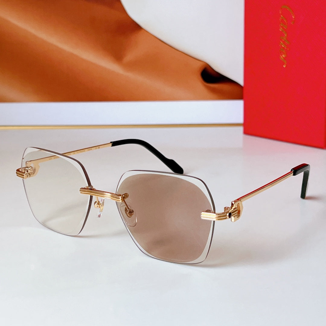 C De Rimless Square Frame Sunglasses Ct0625S In Metal