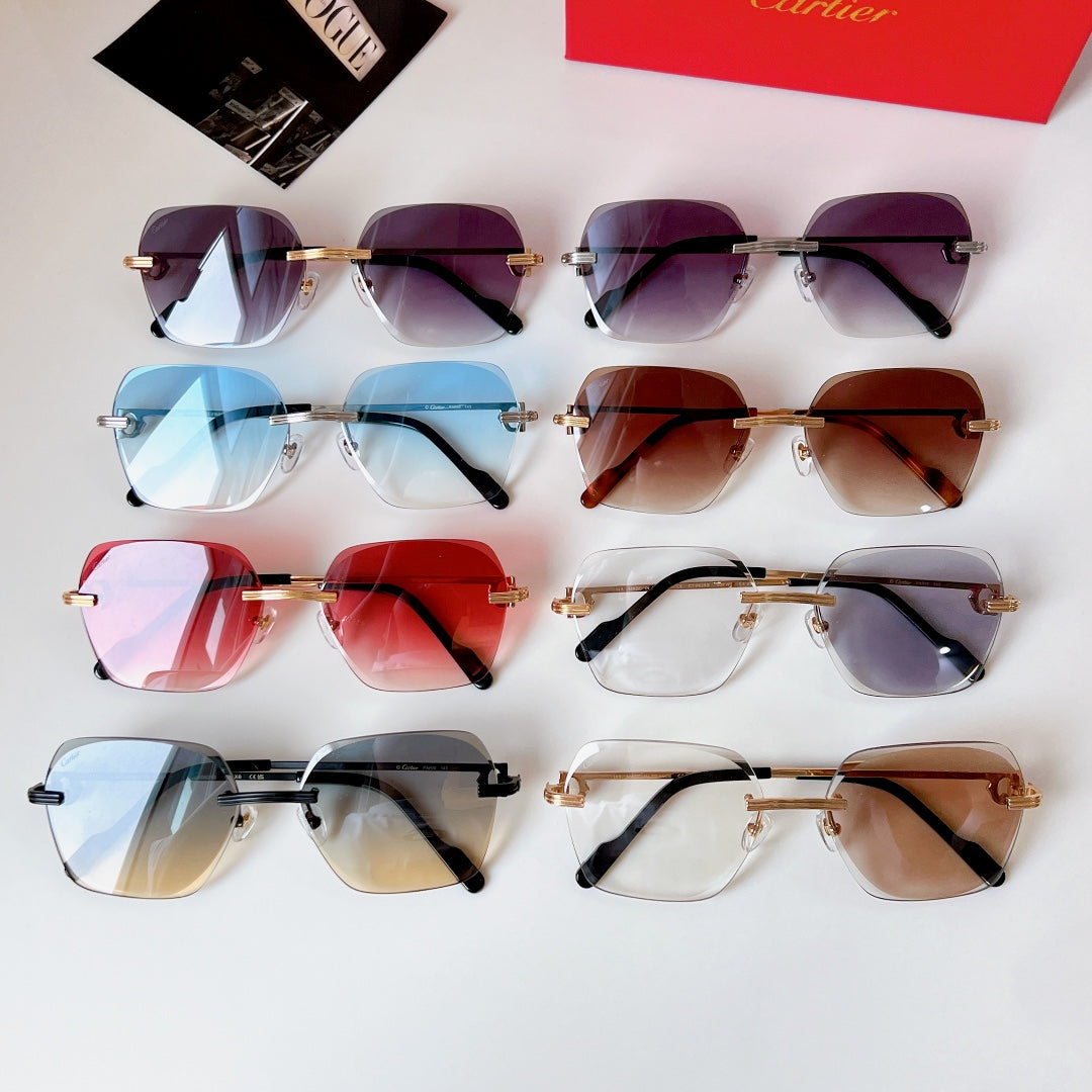 C De Rimless Square Frame Sunglasses Ct0625S In Metal