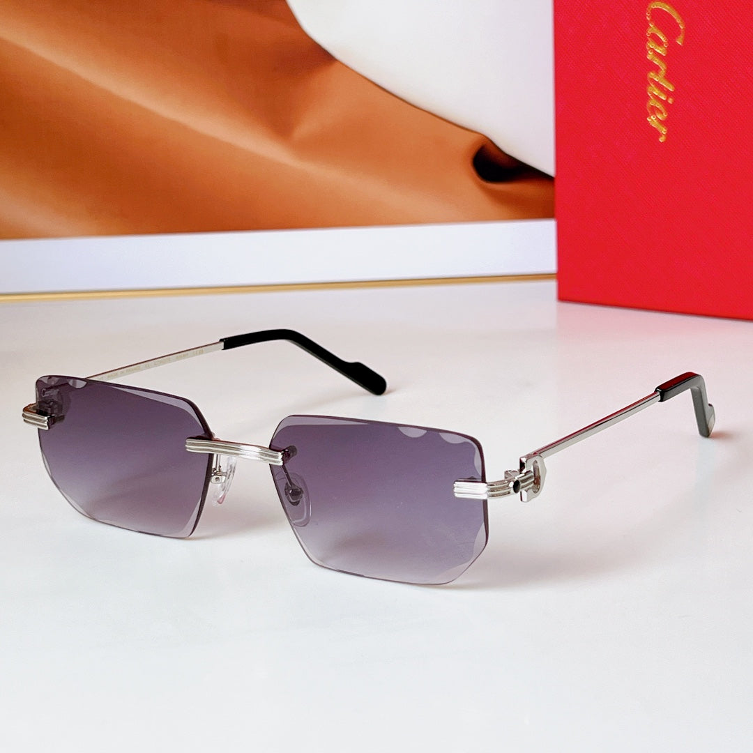 C De Rimless Rectangular Frame Sunglasses Ct0627S In Metal