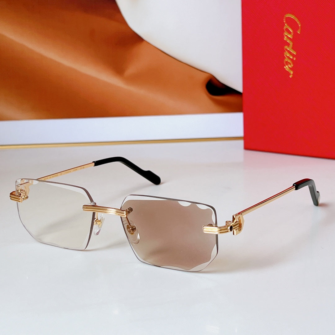 C De Rimless Rectangular Frame Sunglasses Ct0627S In Metal