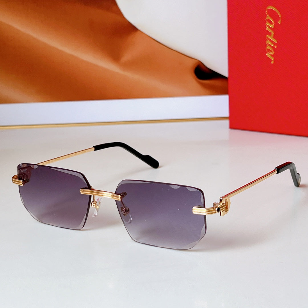 C De Rimless Rectangular Frame Sunglasses Ct0627S In Metal