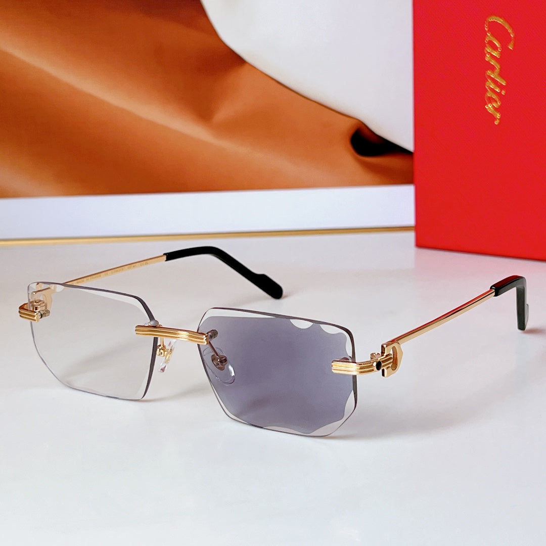 C De Rimless Rectangular Frame Sunglasses Ct0627S In Metal