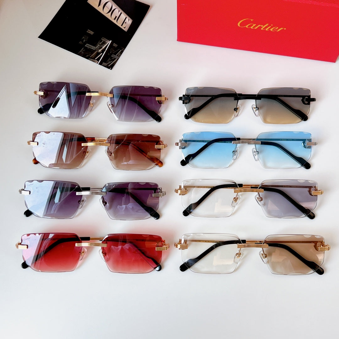 C De Rimless Rectangular Frame Sunglasses Ct0627S In Metal