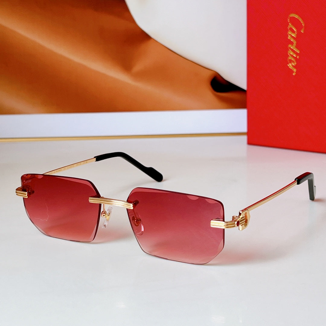 C De Rimless Rectangular Frame Sunglasses Ct0627S In Metal