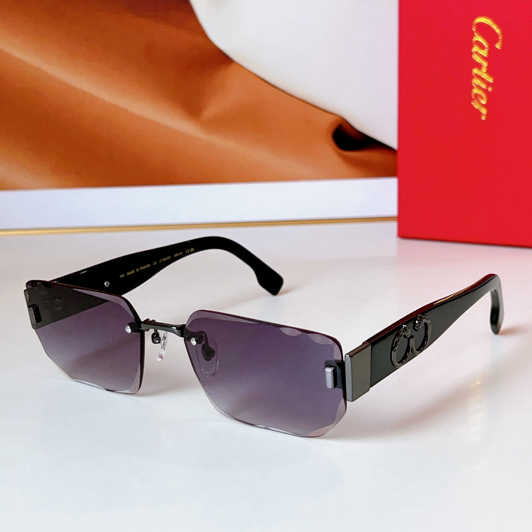 Panthère Rimless Rectangular Frame Sunglasses Ct0637S In Metal