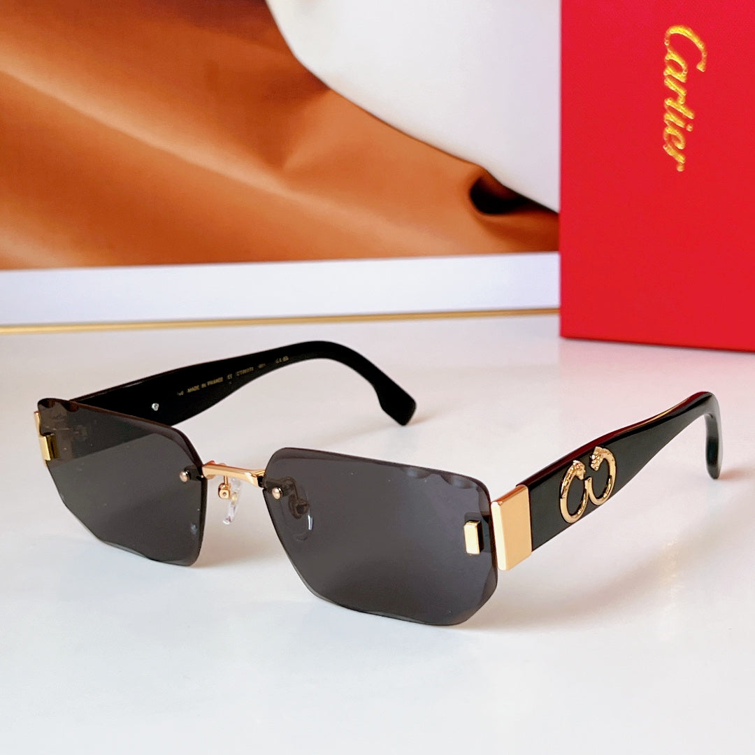 Panthère Rimless Rectangular Frame Sunglasses Ct0637S In Metal