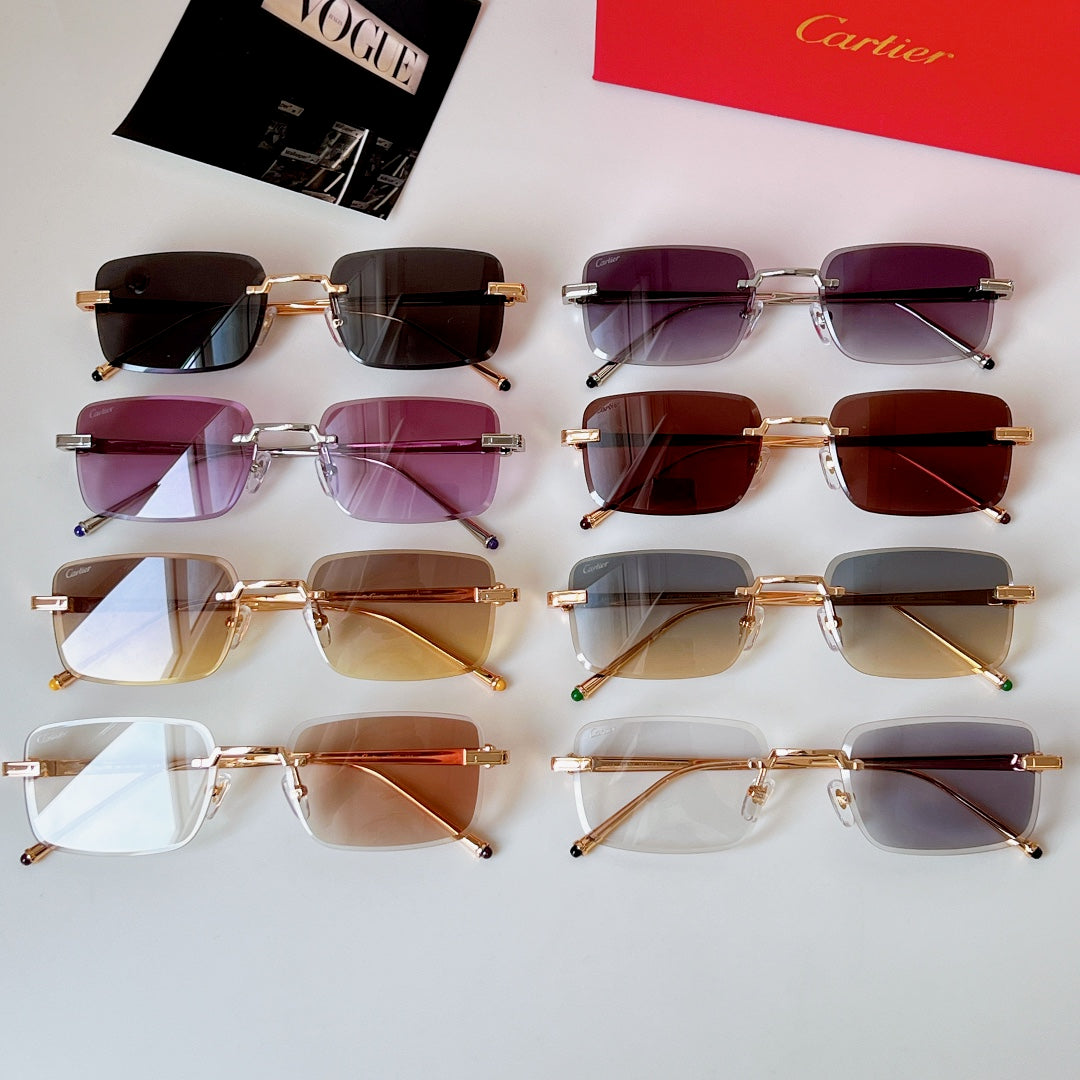 C De Rimless Rectangular Frame Sunglasses 580851 In Metal