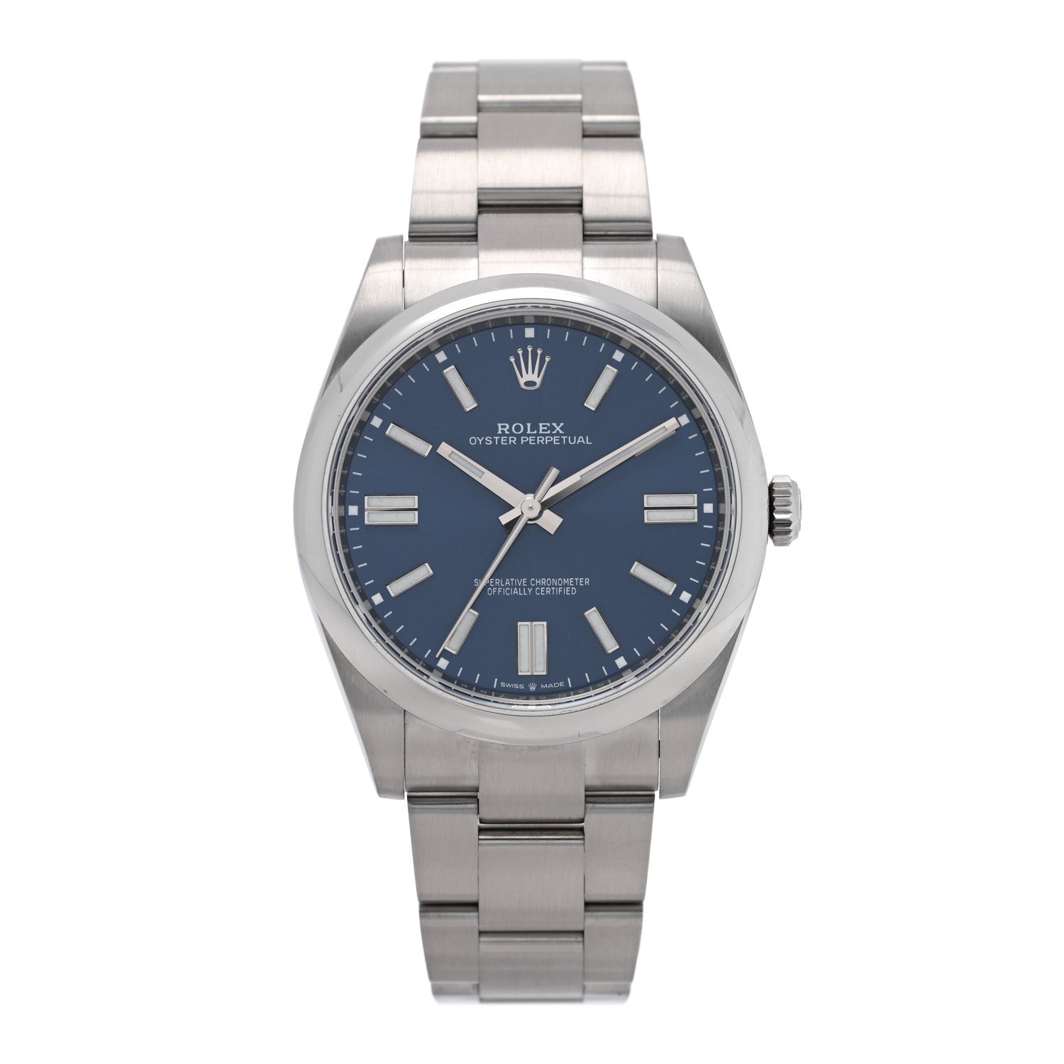 Stainless Steel 41mm Oyster Perpetual Watch Bright Blue