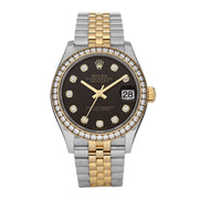 Stainless Steel 18K Yellow Gold Diamond Bezel 31mm Oyster Perpetual Date just Watch