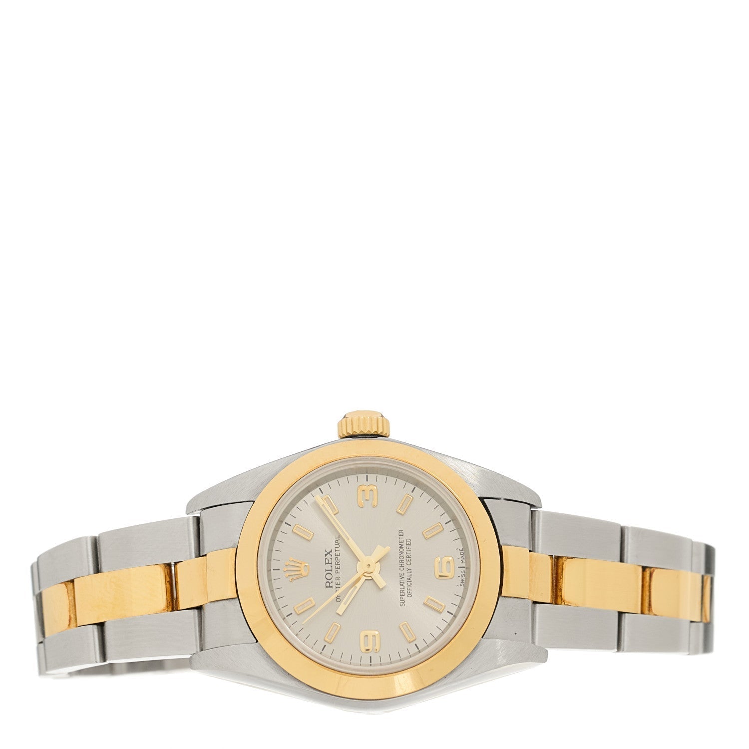 Stainless Steel 18K Yellow Gold 24mm Oyster Perpetual Watch Grey