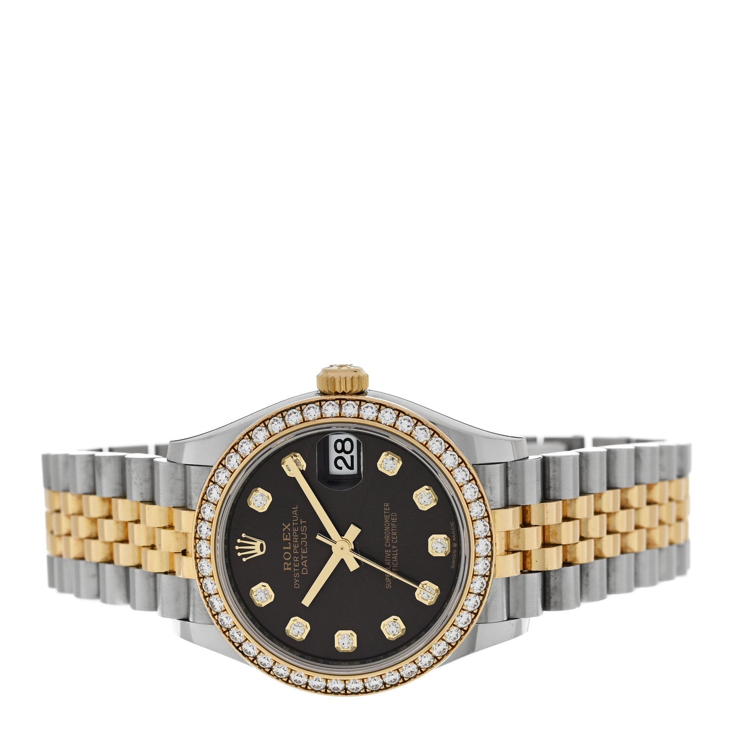 Stainless Steel 18K Yellow Gold Diamond Bezel 31mm Oyster Perpetual Date just Watch