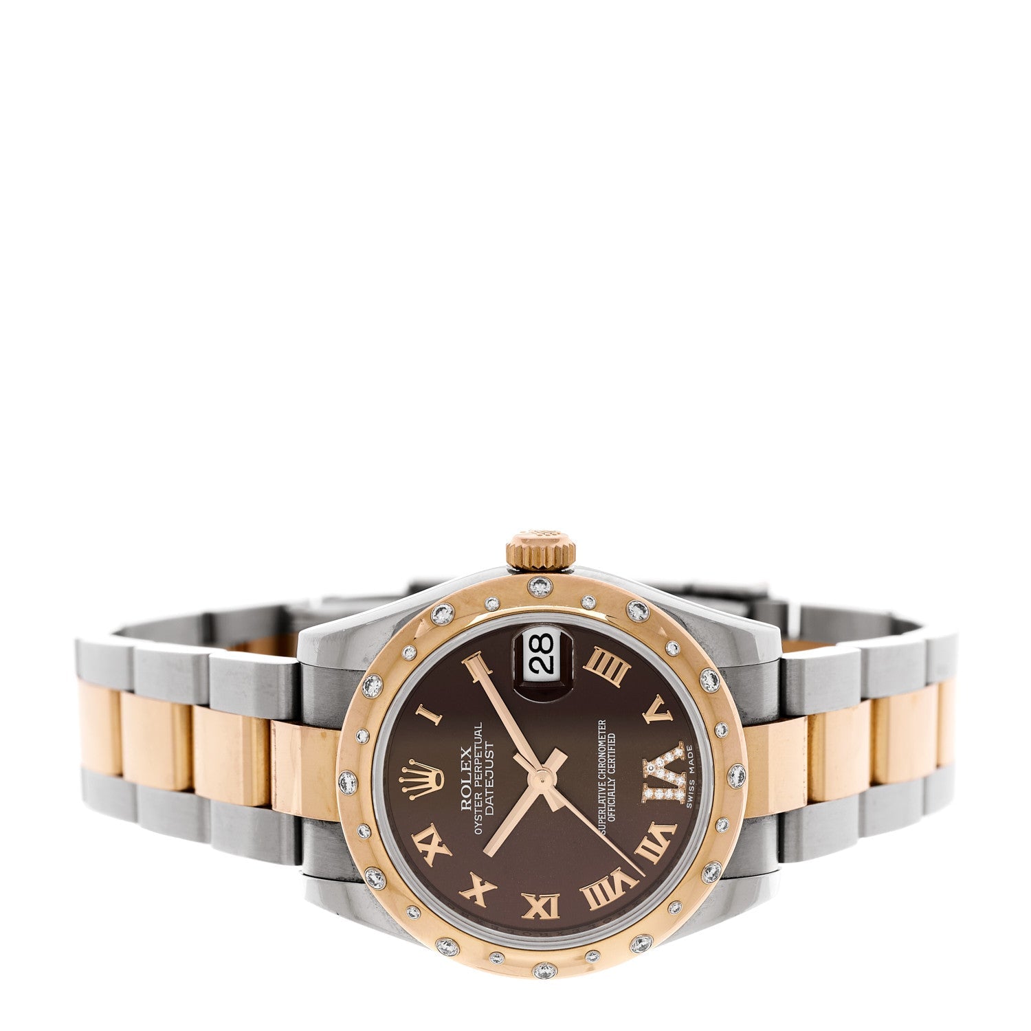 Stainless Steel 18K Everose Gold Diamond 31mm Oyster Perpetual Datejust Watch