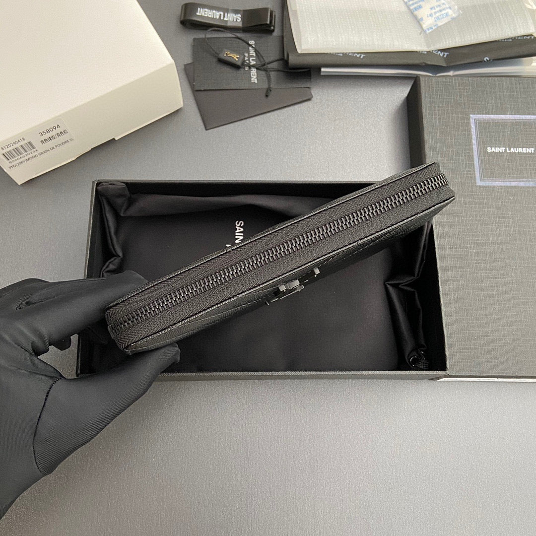 YSL Cassandre Matelasse Zip Around Wallet