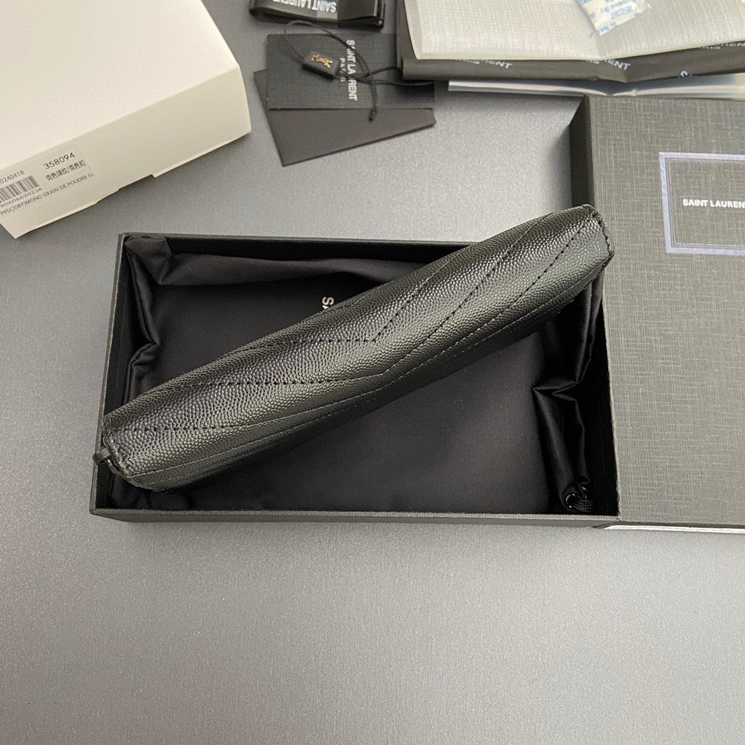 YSL Cassandre Matelasse Zip Around Wallet