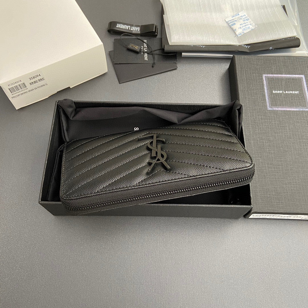 YSL Cassandre Matelasse Zip Around Wallet