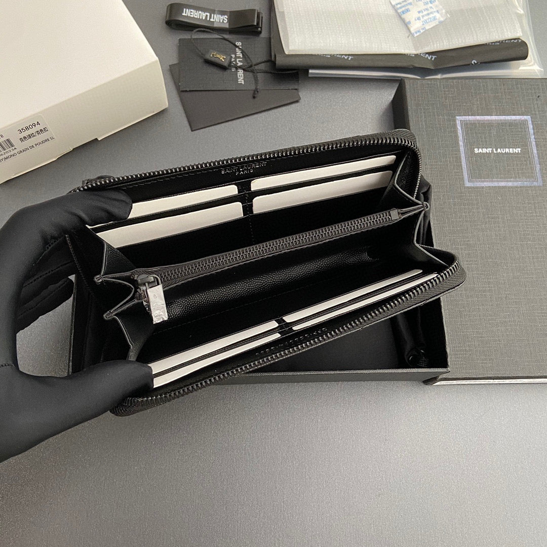 YSL Cassandre Matelasse Zip Around Wallet