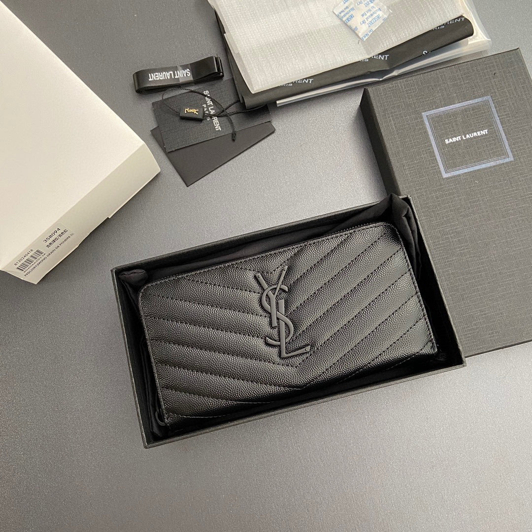 YSL Cassandre Matelasse Zip Around Wallet