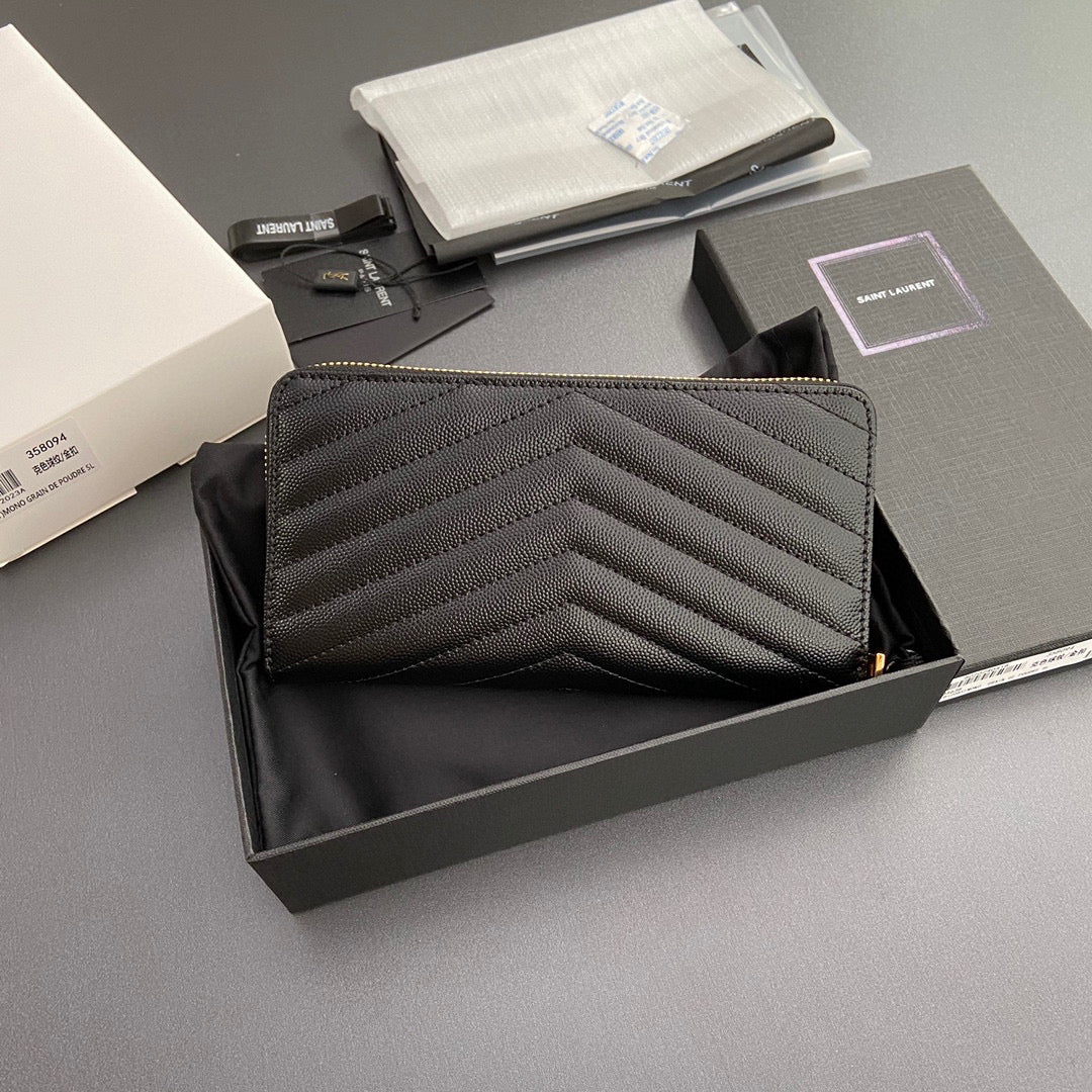 YSL Cassandre Matelasse Zip Around Wallet