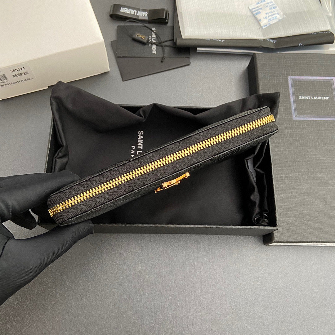 YSL Cassandre Matelasse Zip Around Wallet