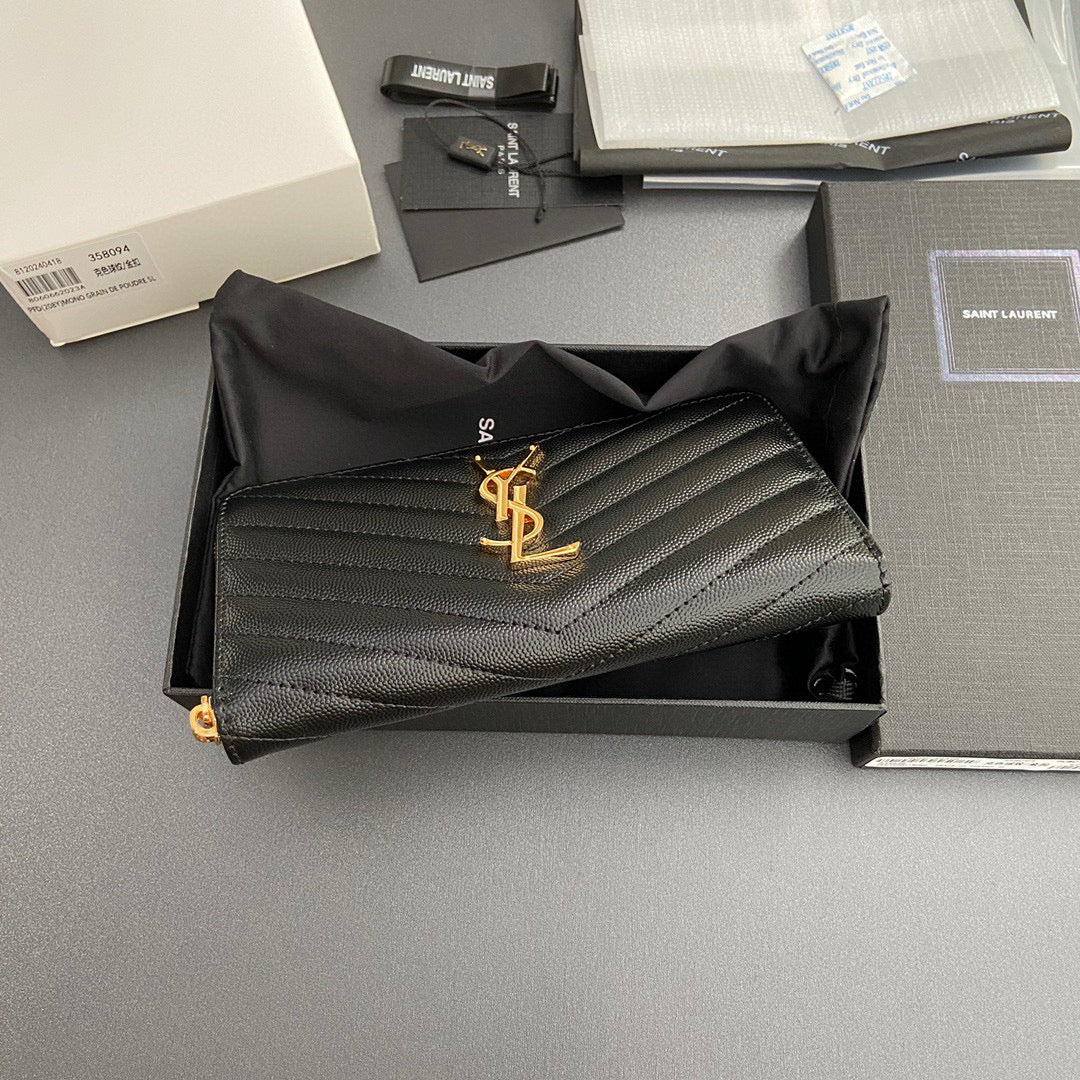 YSL Cassandre Matelasse Zip Around Wallet