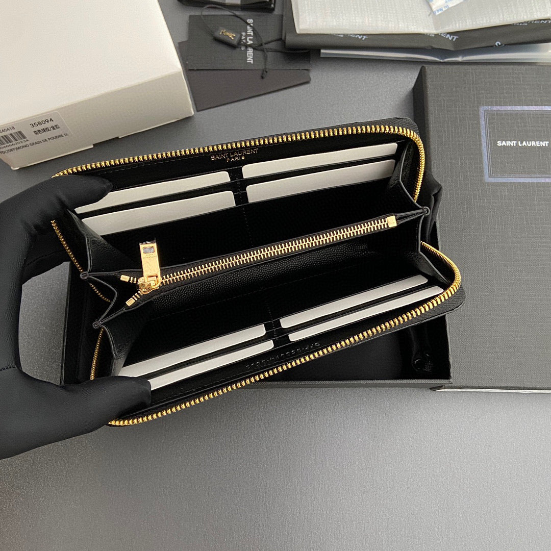 YSL Cassandre Matelasse Zip Around Wallet
