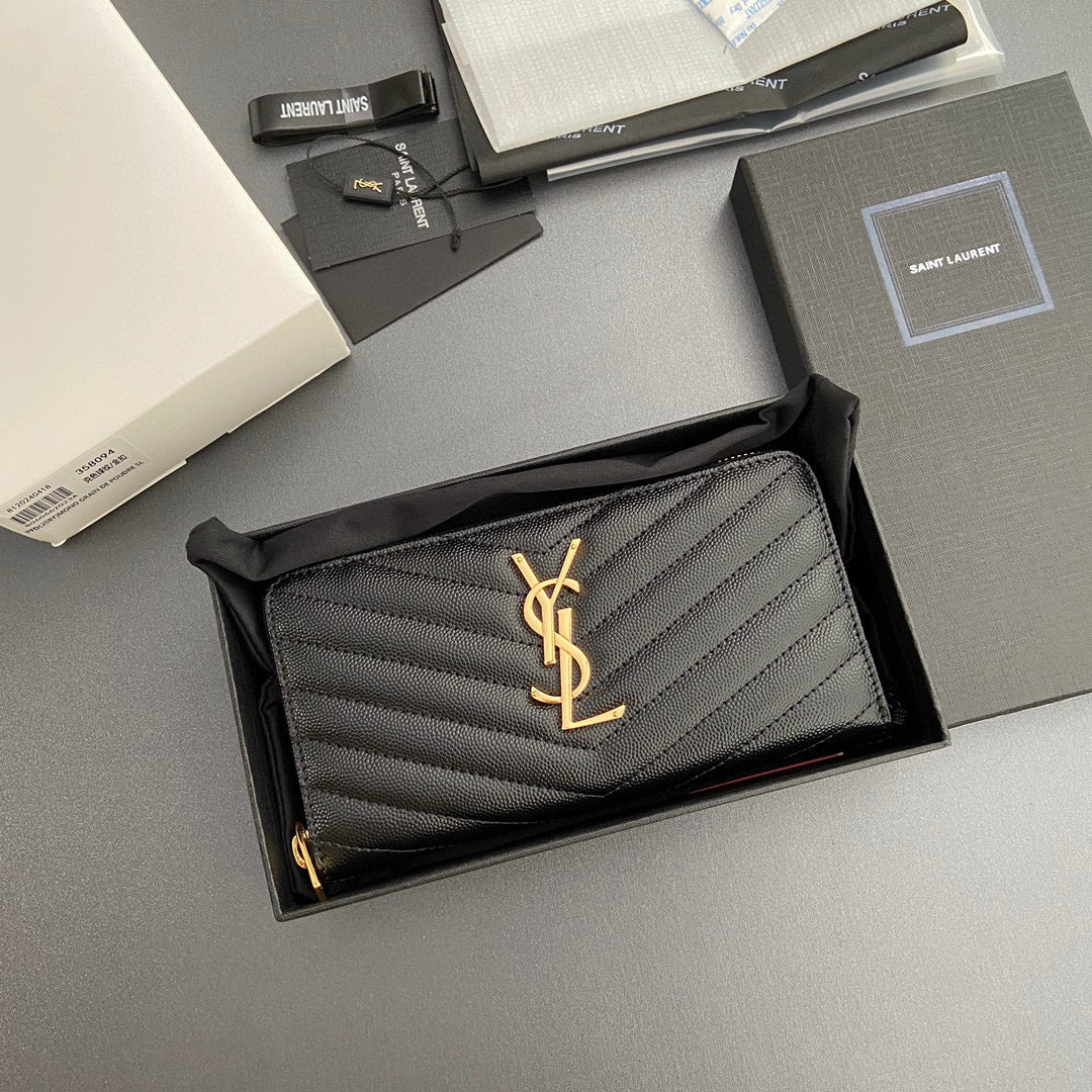 YSL Cassandre Matelasse Zip Around Wallet
