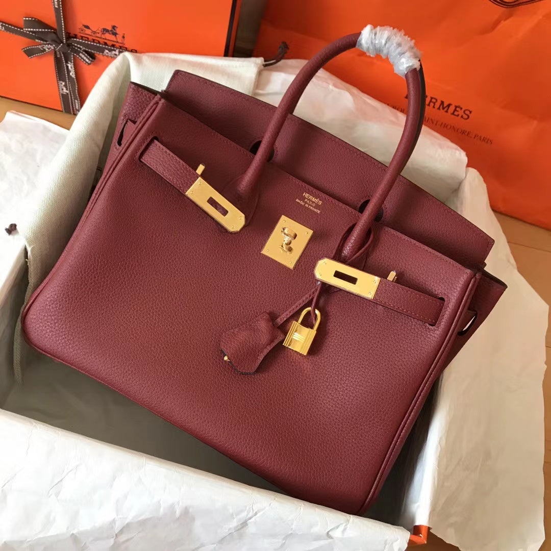 HM BIRKIN 25CM RED WINE TOGO LEATHER GOLD HARDWARE