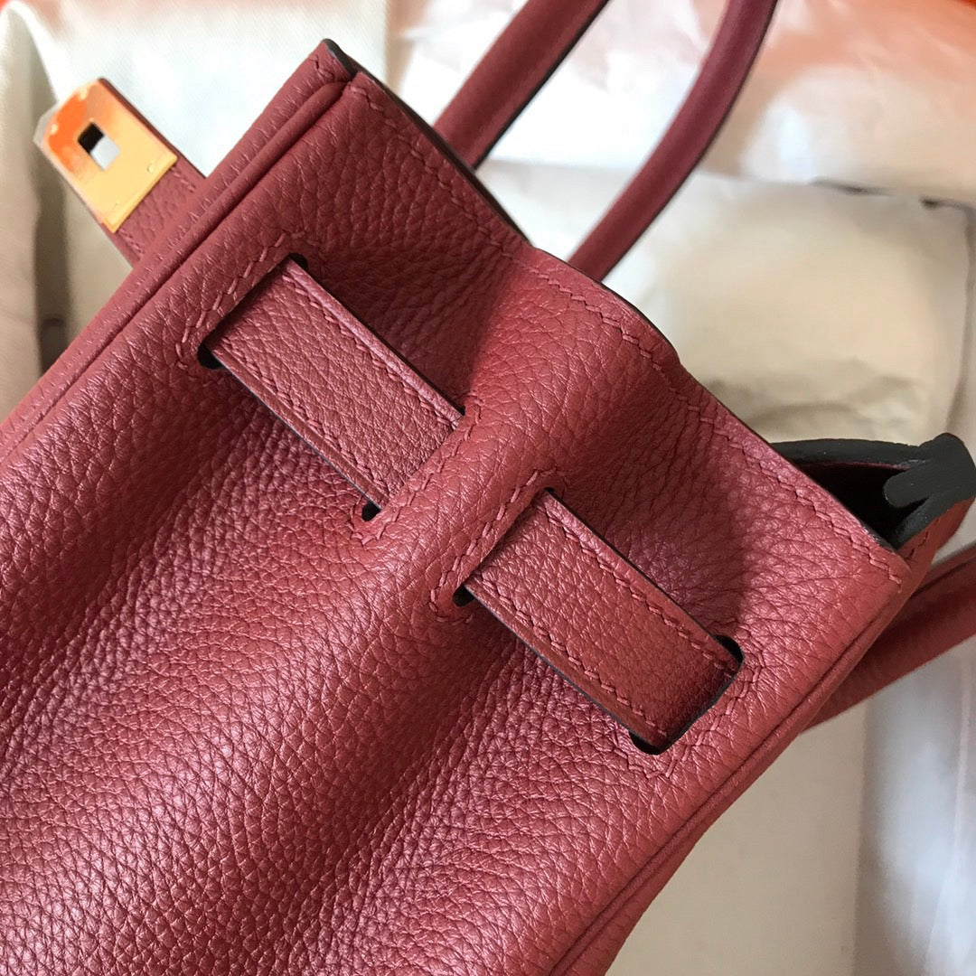 HM BIRKIN 25CM RED WINE TOGO LEATHER GOLD HARDWARE
