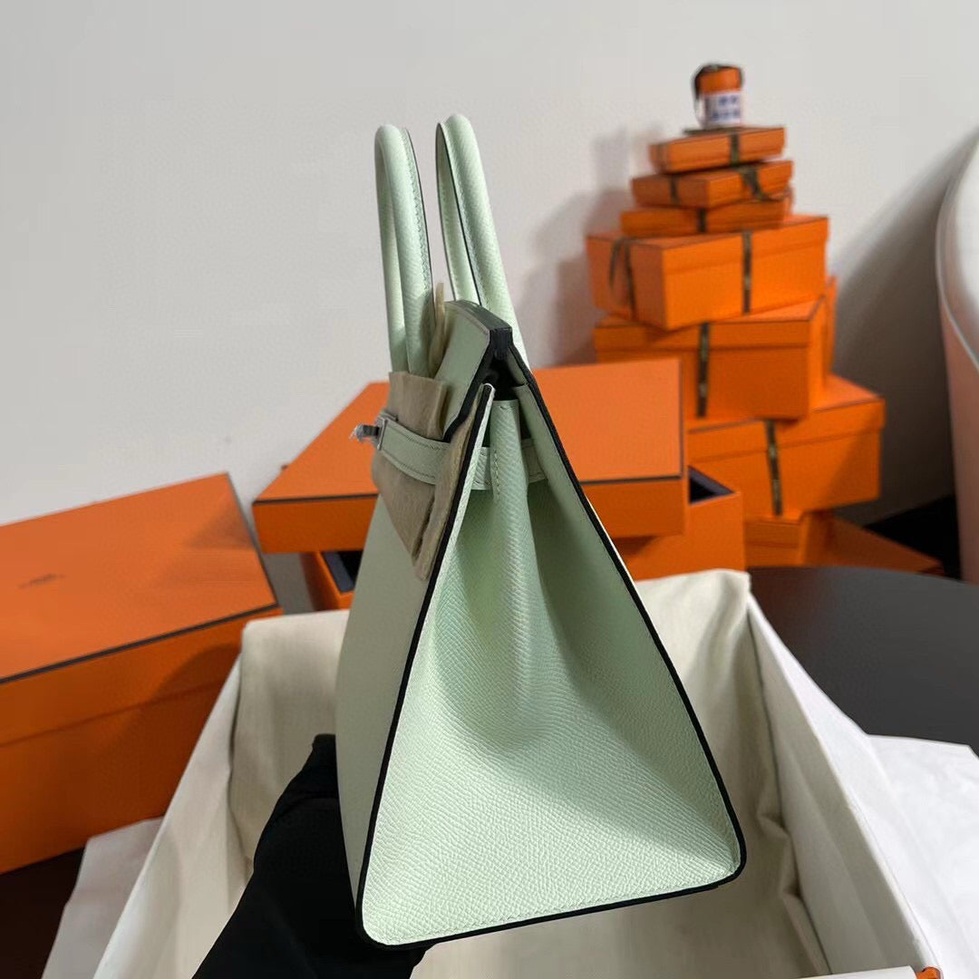 HM BIRKIN 25CM VERT FIZZ TOGO LEATHER SILVER HARDWARE