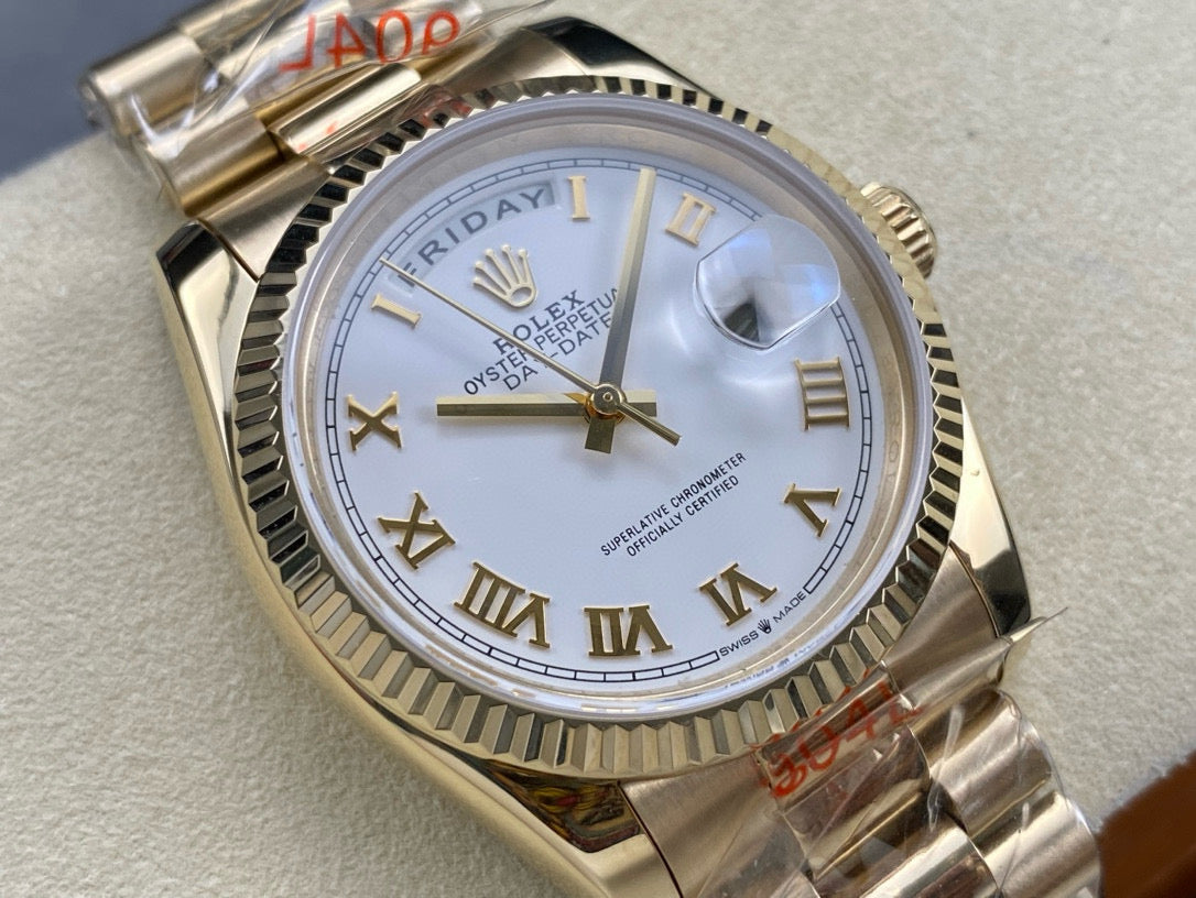 DAY-DATE 36MM GOLD CASE WHITE DIAL
