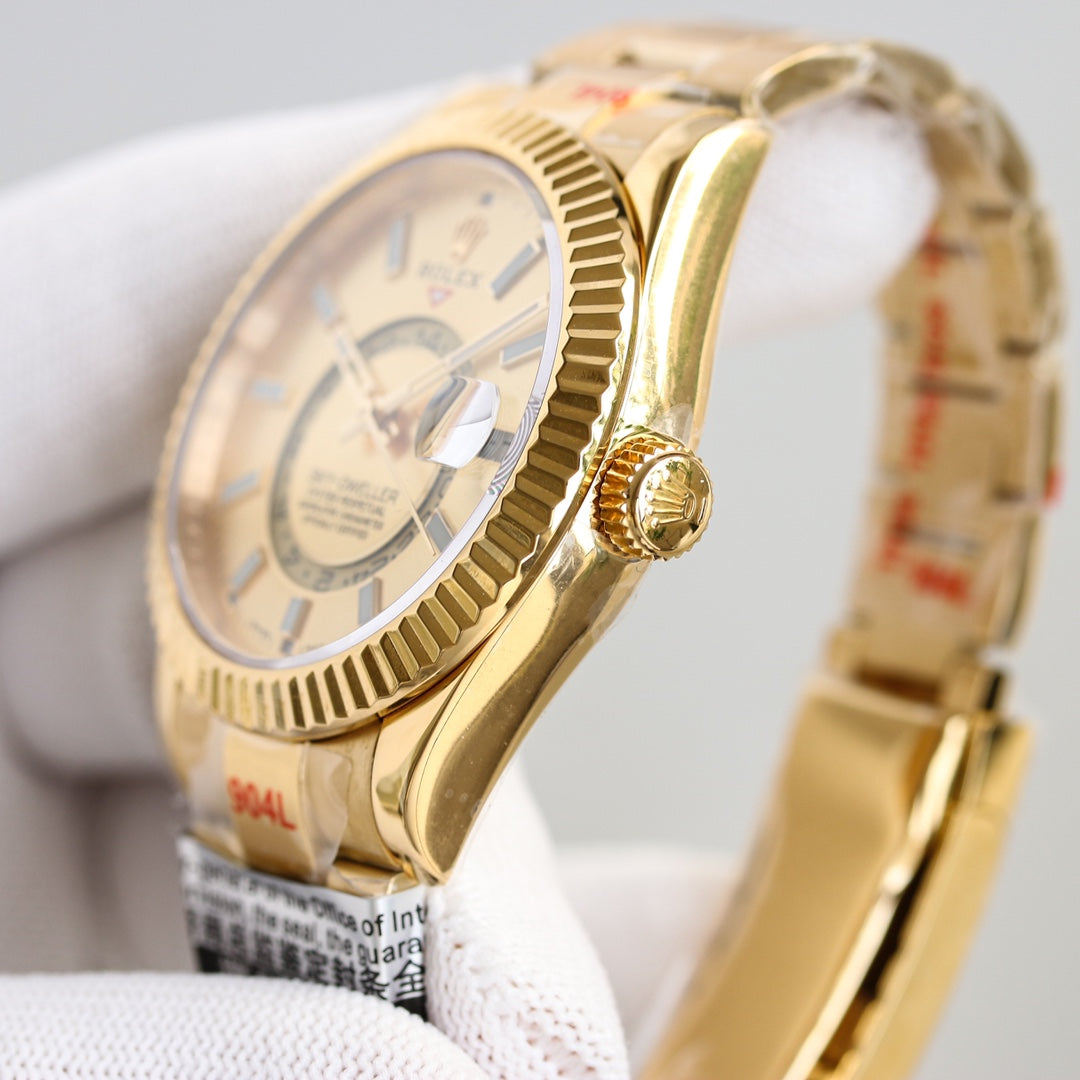 SKY-DWELLER 42MM WHITE DIAL RING COMMAND GOLD OYSTERSTEEL