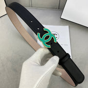 Cc Belt 3.0Cm Buckle Blue Leather Black