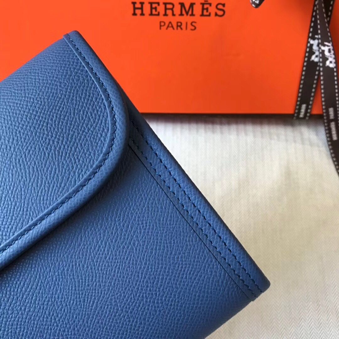 Hermes Jige Elan 29 Clutch In Blue Agate Epsom Leather