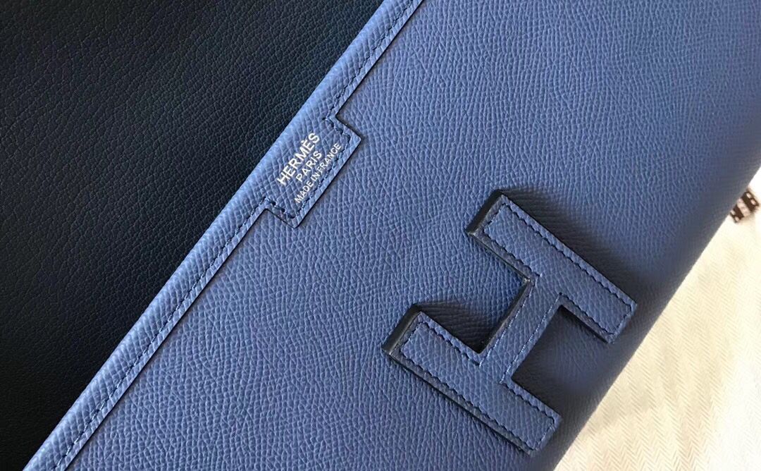 Hermes Jige Elan 29 Clutch In Blue Agate Epsom Leather