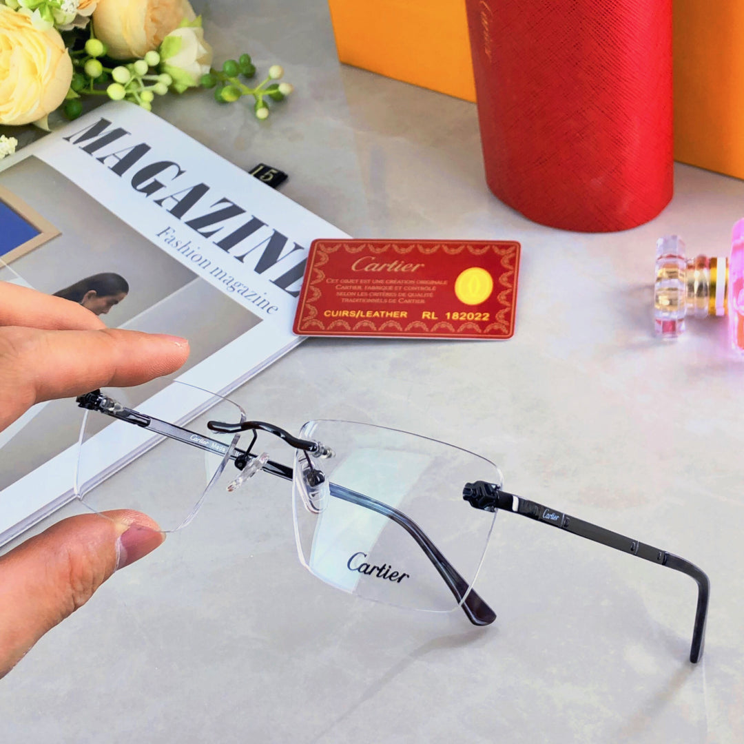 Panthère Rimless Rectangular Frame Sunglasses 573230 In Metal