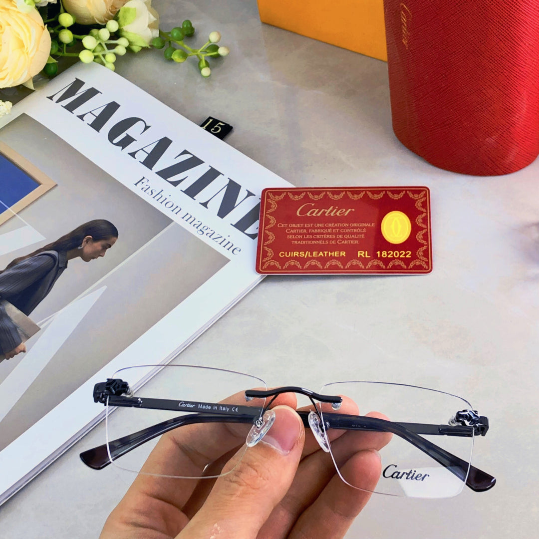 Panthère Rimless Rectangular Frame Sunglasses 573230 In Metal