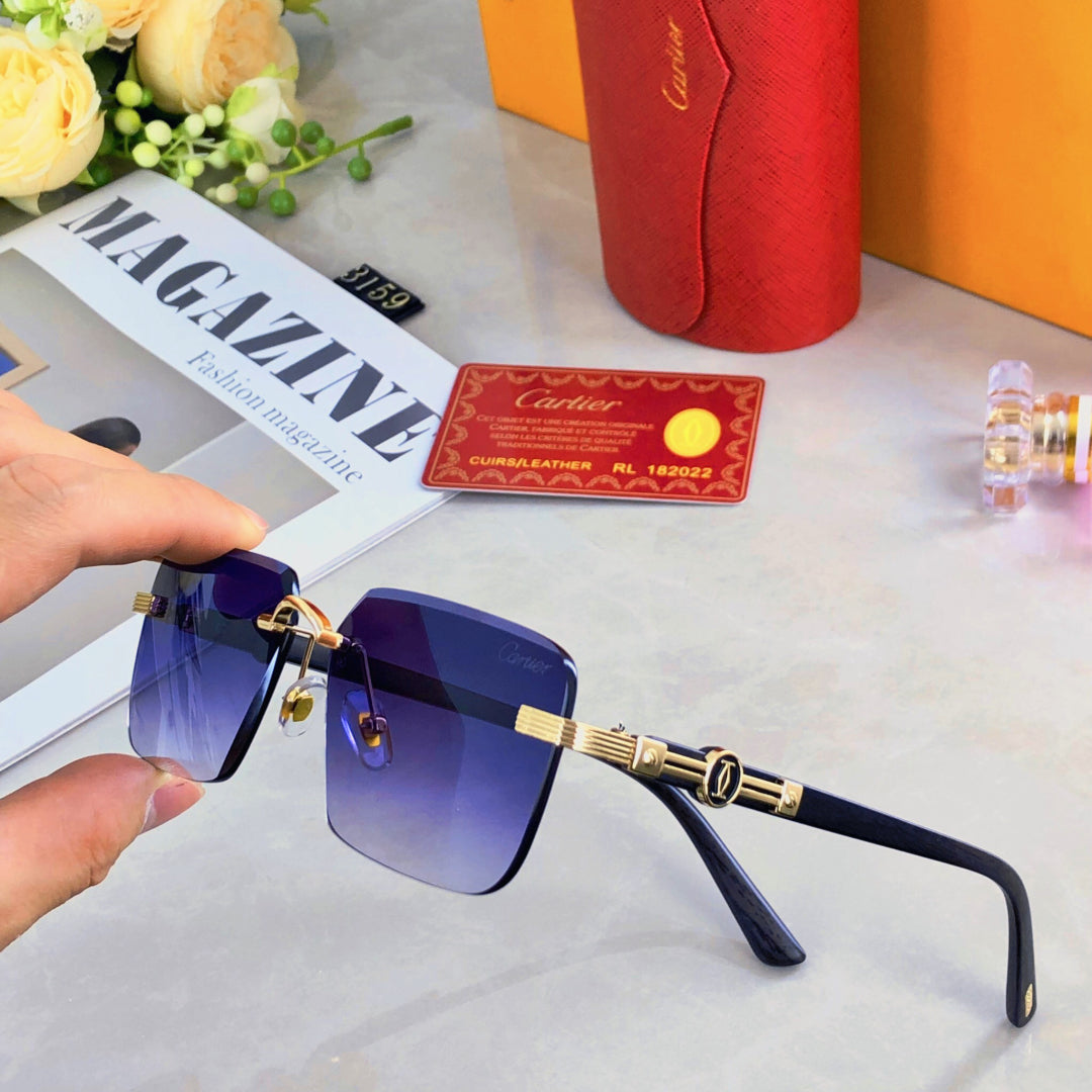 Première Rimless Rectangular Frame Sunglasses 575701 In Metal