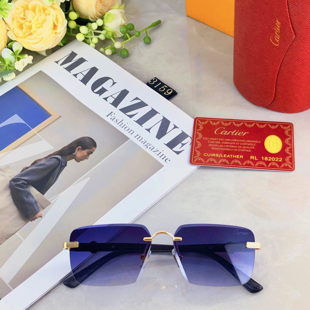 Première Rimless Rectangular Frame Sunglasses 575701 In Metal