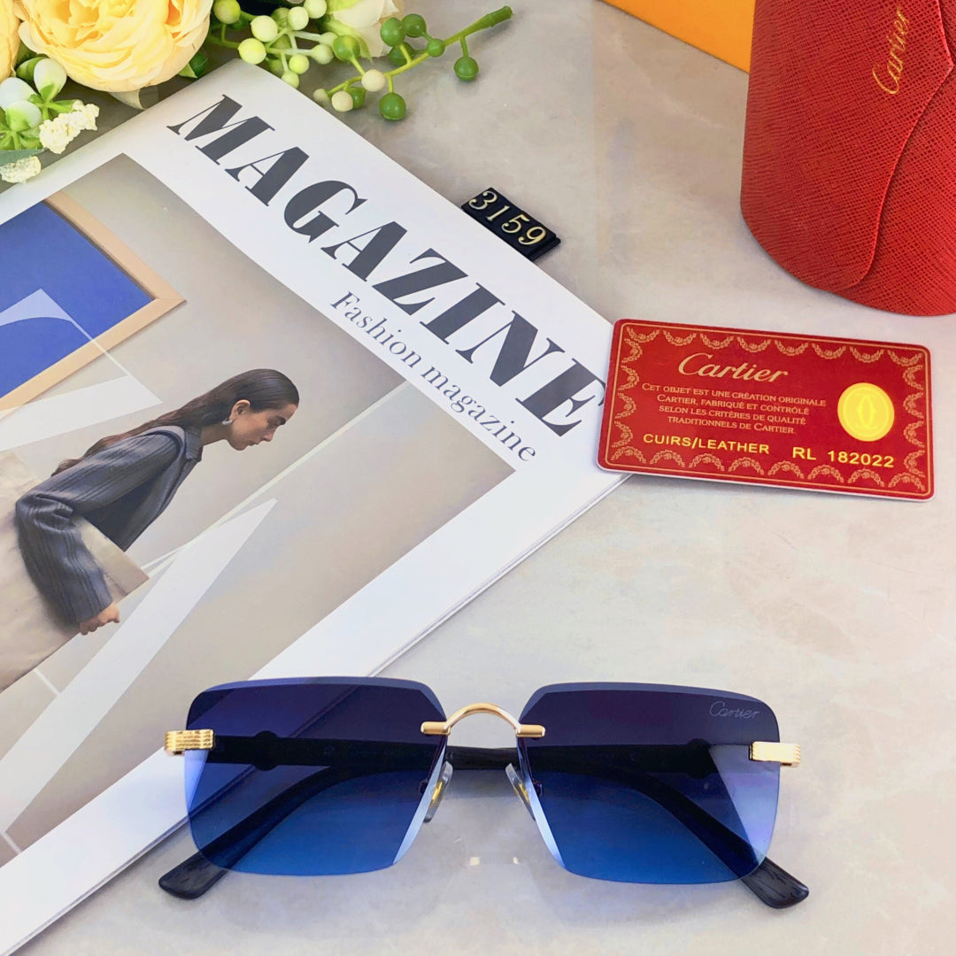 Première Rimless Rectangular Frame Sunglasses 575701 In Metal