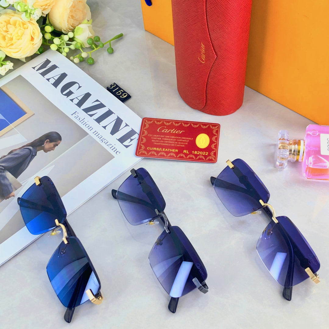 Première Rimless Rectangular Frame Sunglasses 575701 In Metal