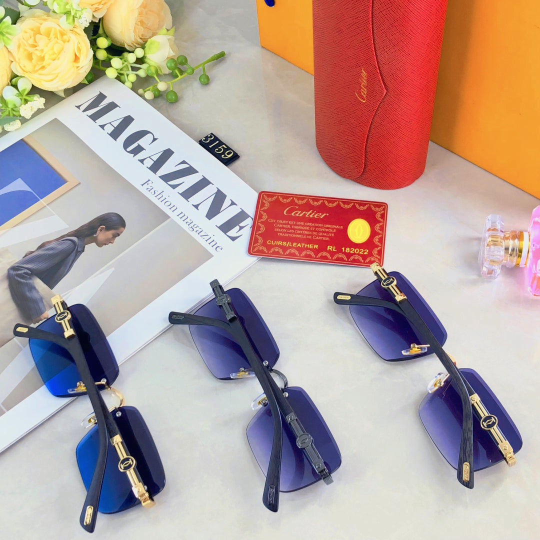 Première Rimless Rectangular Frame Sunglasses 575701 In Metal